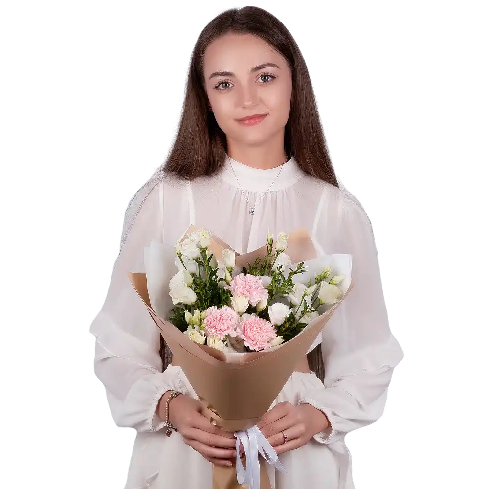Woman with beautiful flower bouquet
